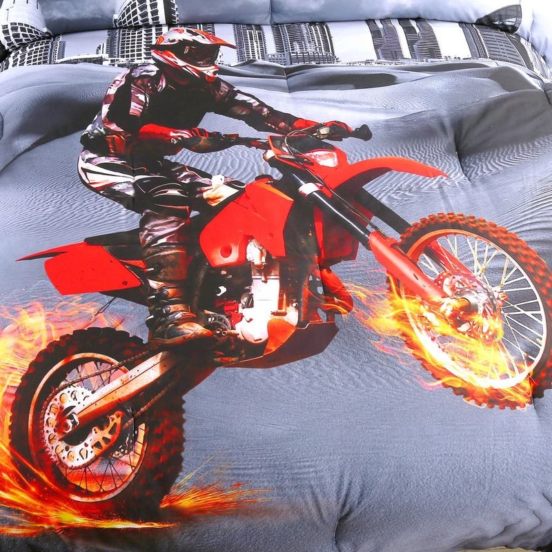 SHOMPE Dirt Bike Comforter Sets Full Size Racing Motocross Sports Extreme Theme Bedding Sets for Boys - Image 4